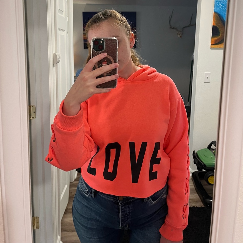 Neon Pink Cropped Roma Concept hoodie (LG)